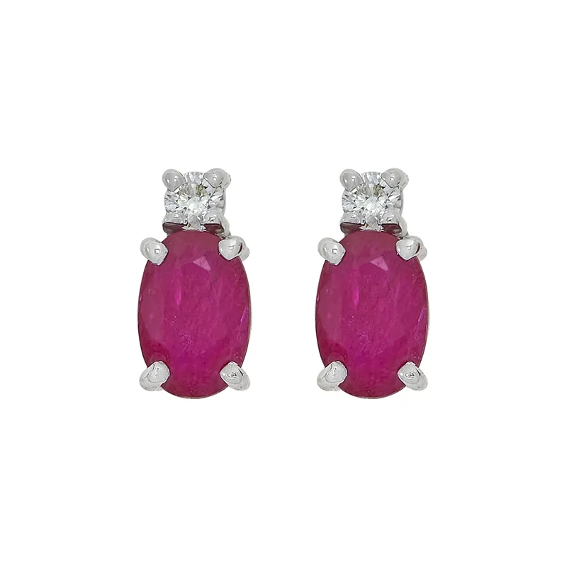 Topos en oro blanco de 18 Kilates, Uñas+decoración, con 2 rubís centrales de 1.00 Ct y decoración en diamantes de 0.06 Ct