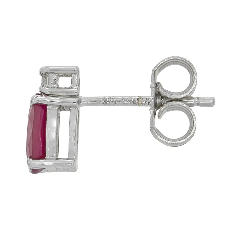 Topos en oro blanco de 18 Kilates, Uñas+decoración, con 2 rubís centrales de 1.00 Ct y decoración en diamantes de 0.06 Ct