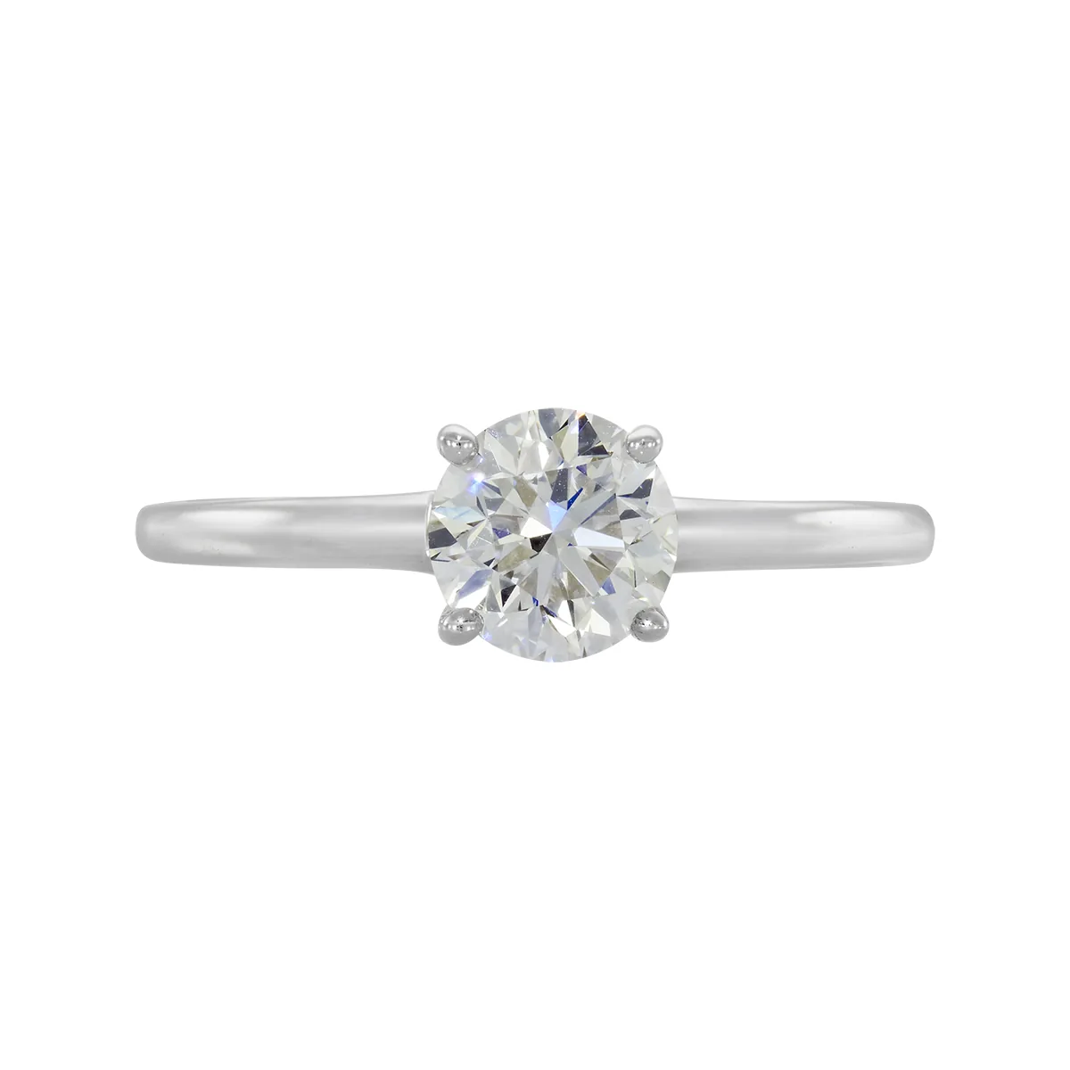 Anillo de compromiso solitario con diamante de laboratorio central redondo de 1.00Ct, en plata ley 925, rodinado, liso