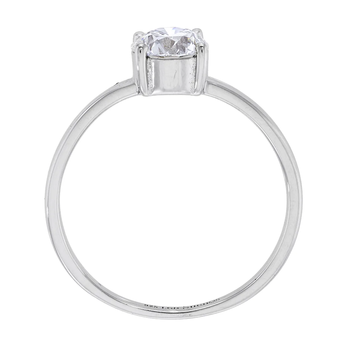 Anillo de compromiso solitario con diamante de laboratorio central redondo de 1.00Ct, en plata ley 925, rodinado, liso