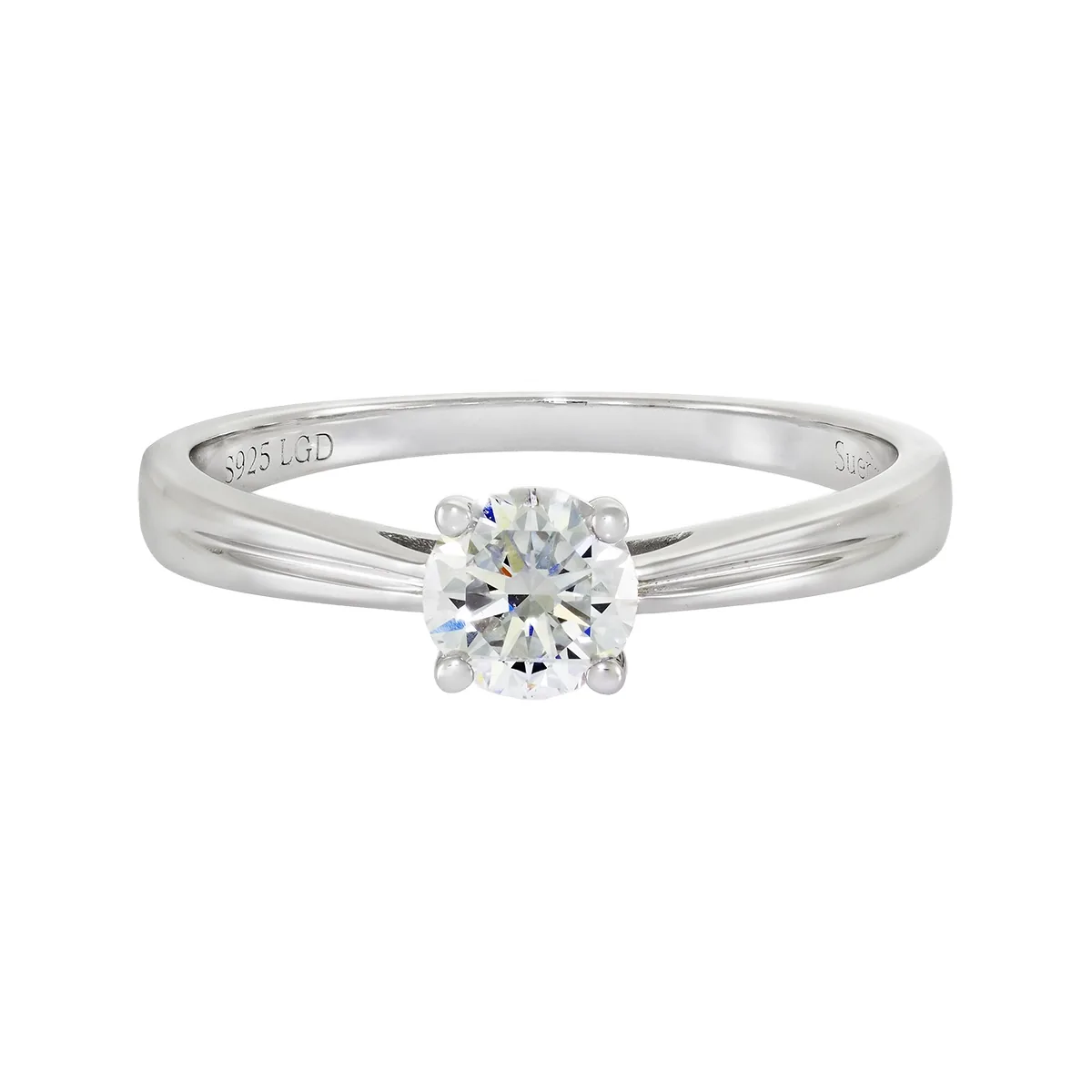 Anillo de compromiso solitario con diamante de laboratorio central redondo de 0.50Ct, en plata ley 925, rodinado - Colección Sueños