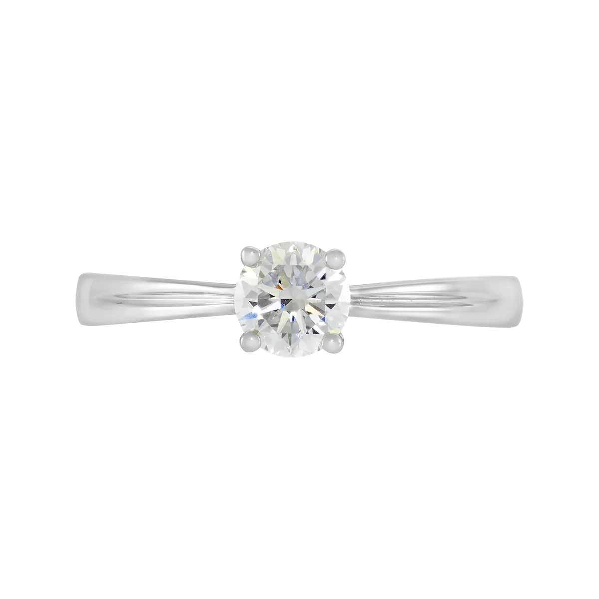 Anillo de compromiso solitario con diamante de laboratorio central redondo de 0.50Ct, en plata ley 925, rodinado - Colección Sueños