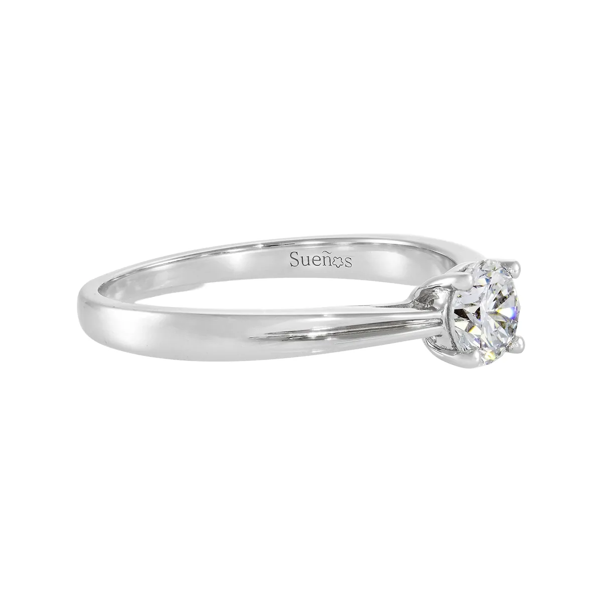 Anillo de compromiso solitario con diamante de laboratorio central redondo de 0.50Ct, en plata ley 925, rodinado - Colección Sueños