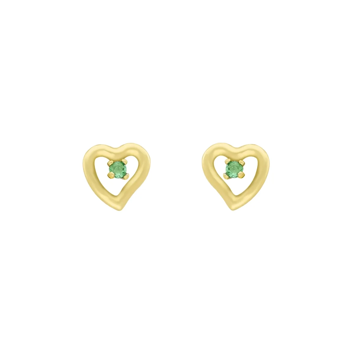 Topos en oro amarillo de 18 Kilates, Corazón, con esmeraldas, 5 mm. de ancho