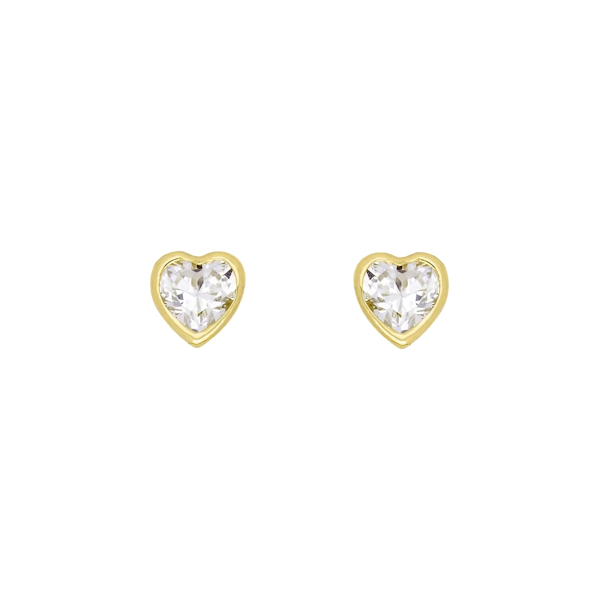 Topos studs en oro amarillo de 18 Kilates, Bisel, con zircones, 4 mm. de ancho