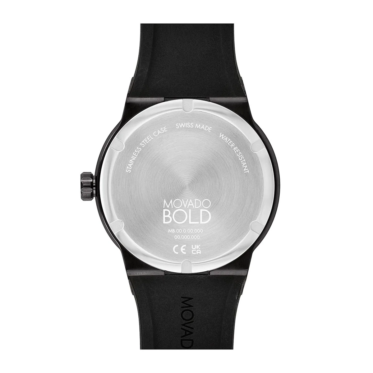 Reloj Movado análogo, para Hombre, tablero redondo color negro, estilo index, pulso silicona color negro, calendario
