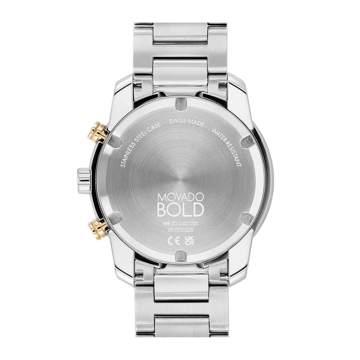 Reloj Movado análogo, para Hombre, tablero redondo colores dorado y plateado, estilo index, pulso acero color plateado, calendario, cronografo