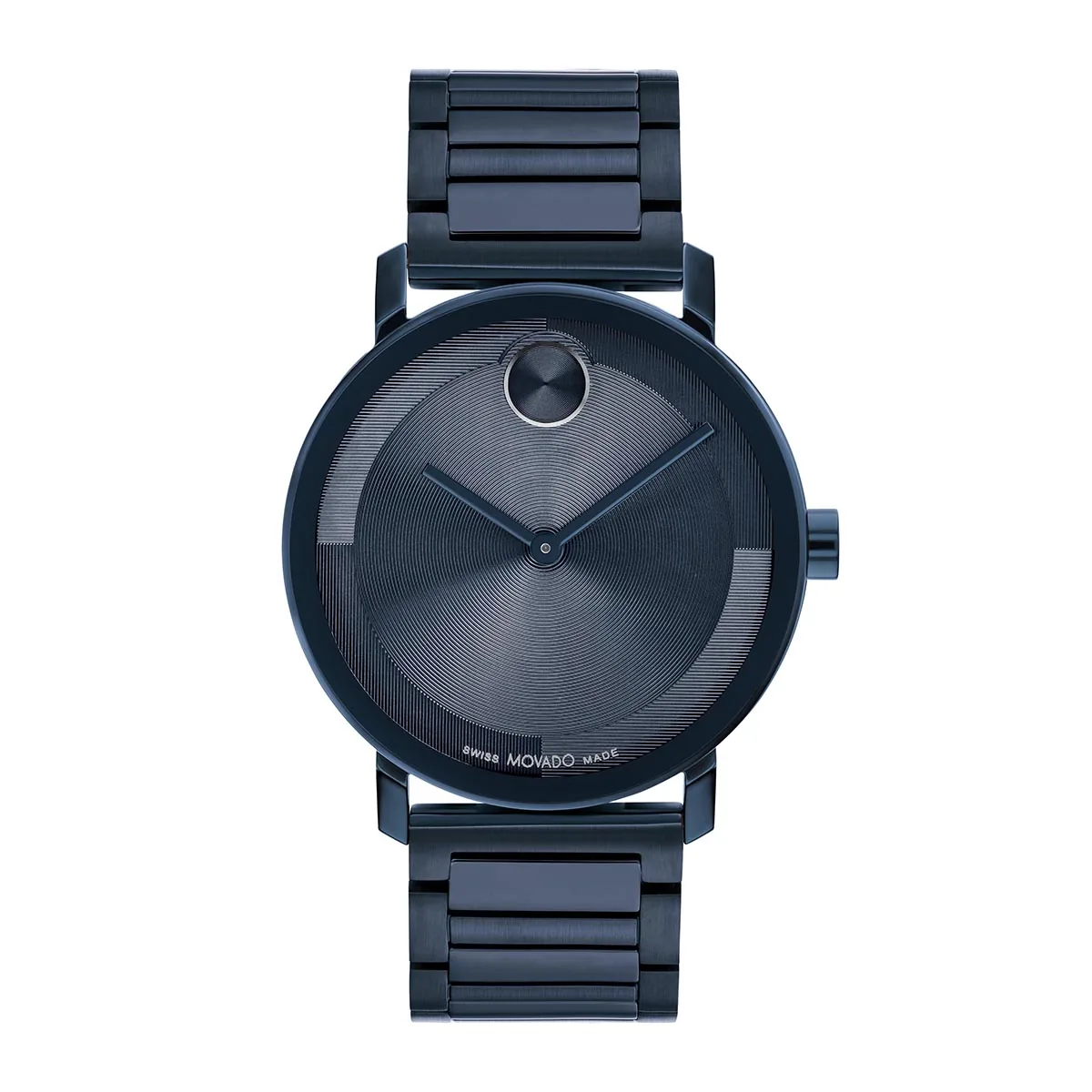 Reloj Movado análogo, para Hombre, tablero redondo color azul, estilo sin números, pulso acero color azul
