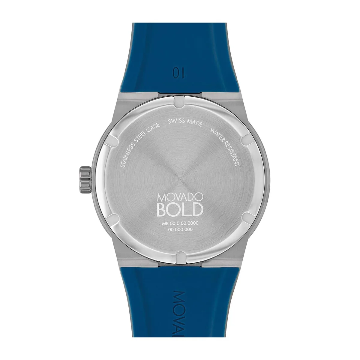 Reloj Movado análogo, para Hombre, tablero redondo color azul, estilo index, pulso silicona color azul, calendario