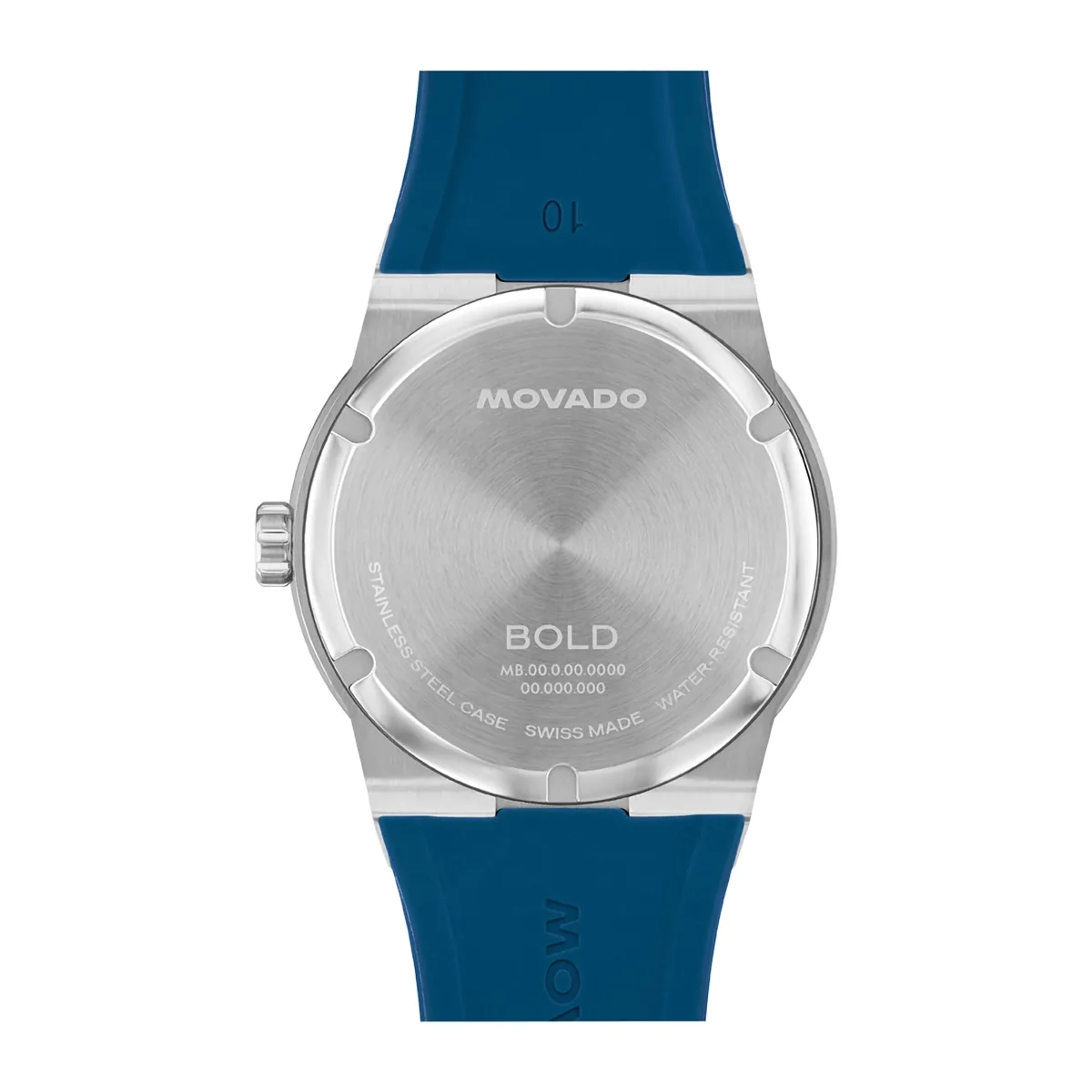 Reloj Movado análogo, para Hombre, tablero redondo color azul, estilo index, pulso silicona color azul, calendario