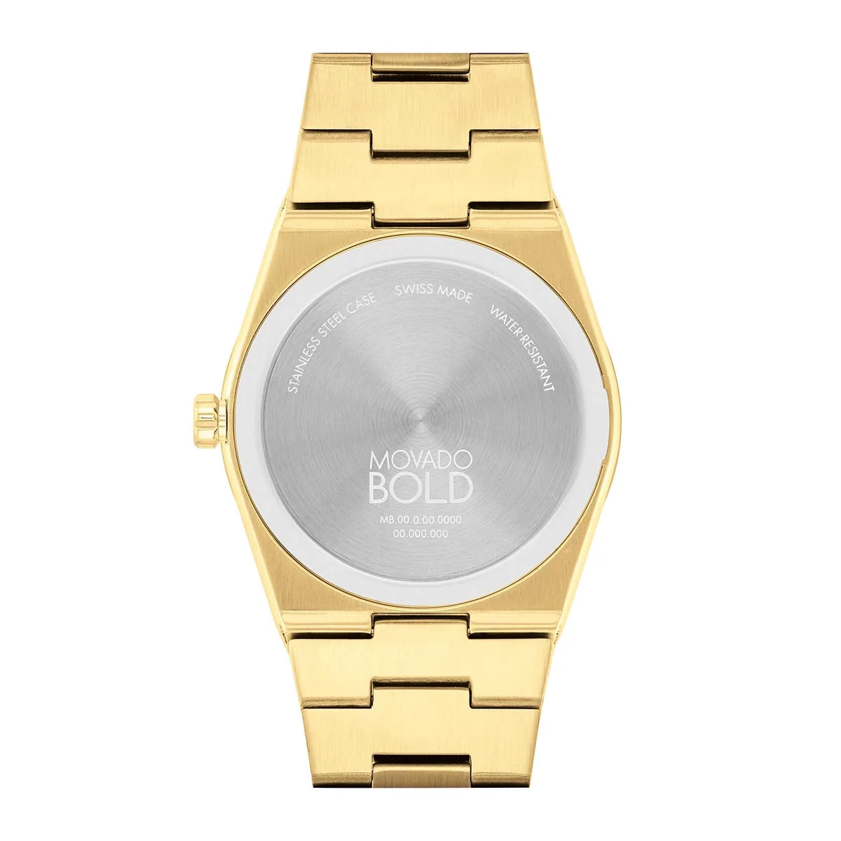 Reloj Movado análogo, para Hombre, tablero redondo colores negro y dorado, estilo index, pulso acero color dorado, calendario
