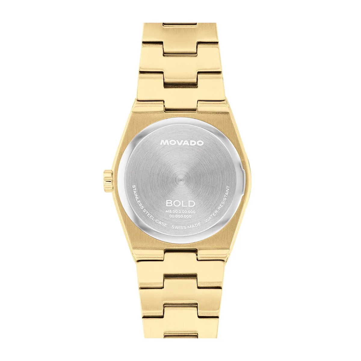 Reloj Movado análogo, para Dama, tablero redondo color dorado, estilo index, pulso acero color dorado