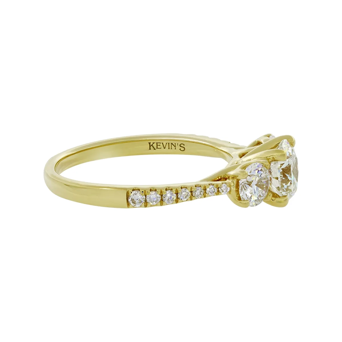 Anillo de compromiso con diamante de laboratorio central redondo IGI de 1.00ct y decoración en diamantes de laboratorio, oro tono amarillo 18k