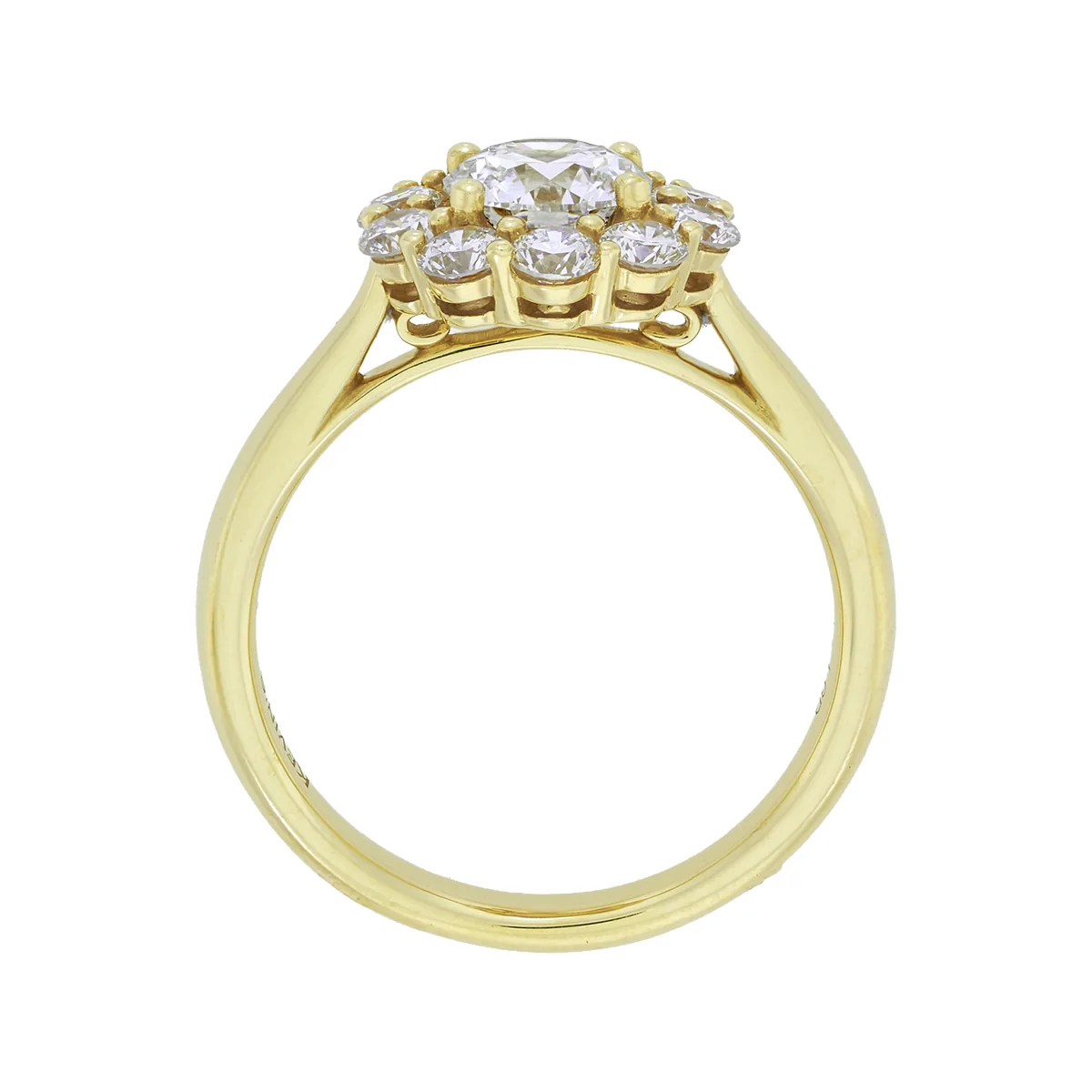 Anillo de compromiso halo redondo, con diamante de laboratorio central redondo de 0.70ct y decoración en diamantes de laboratorio, oro tono amarillo 18k