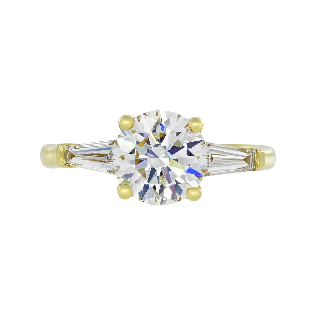 Anillo de compromiso con diamante de laboratorio central redondo IGI de 2.00ct y decoración en diamantes de laboratorio, oro tono amarillo 18k