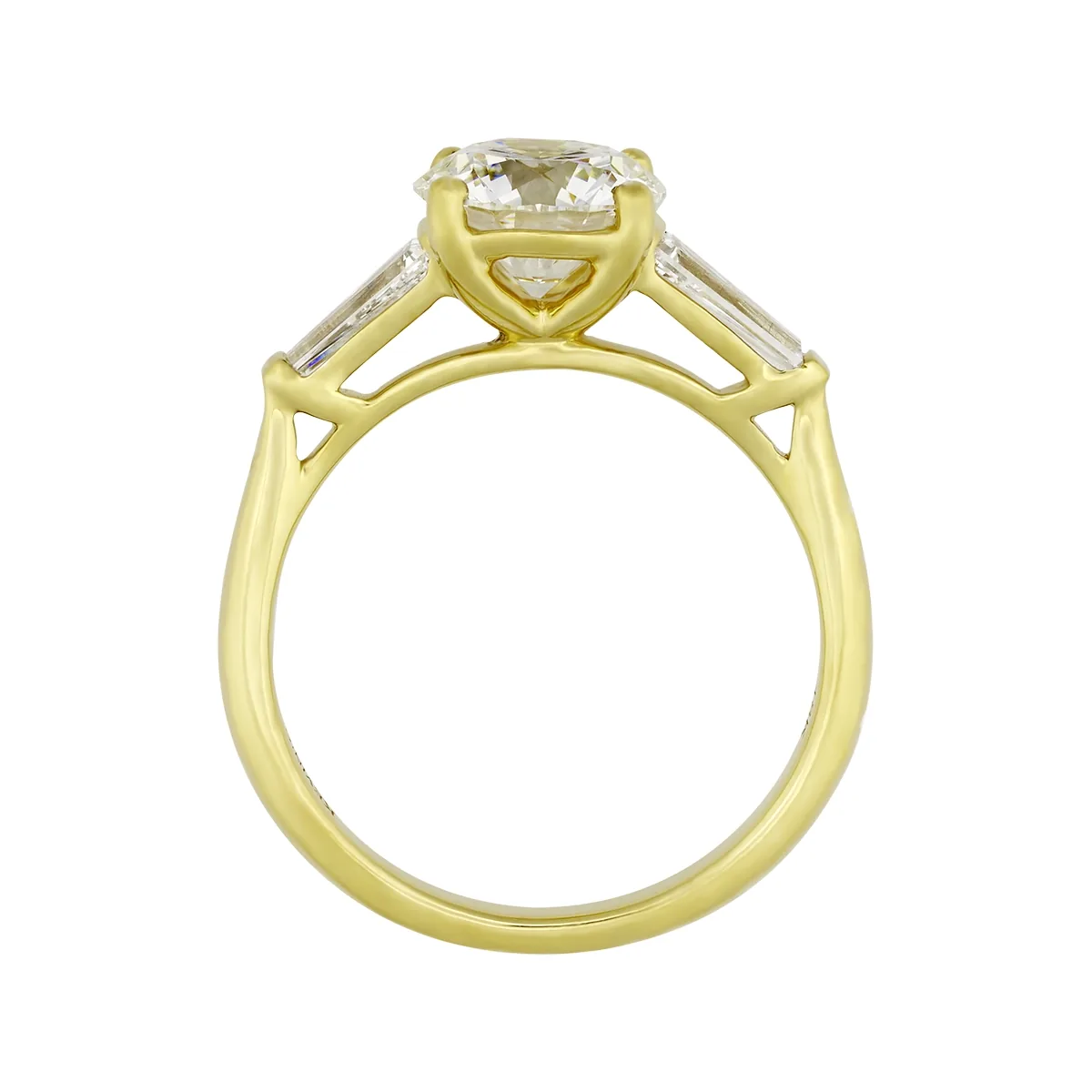 Anillo de compromiso con diamante de laboratorio central redondo IGI de 2.00ct y decoración en diamantes de laboratorio, oro tono amarillo 18k