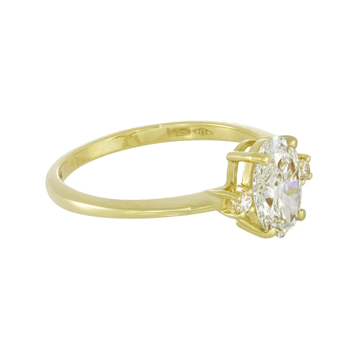 Anillo de compromiso con diamante de laboratorio central óvalo de 1.00ct y decoración en diamantes de laboratorio, oro tono amarillo 18k