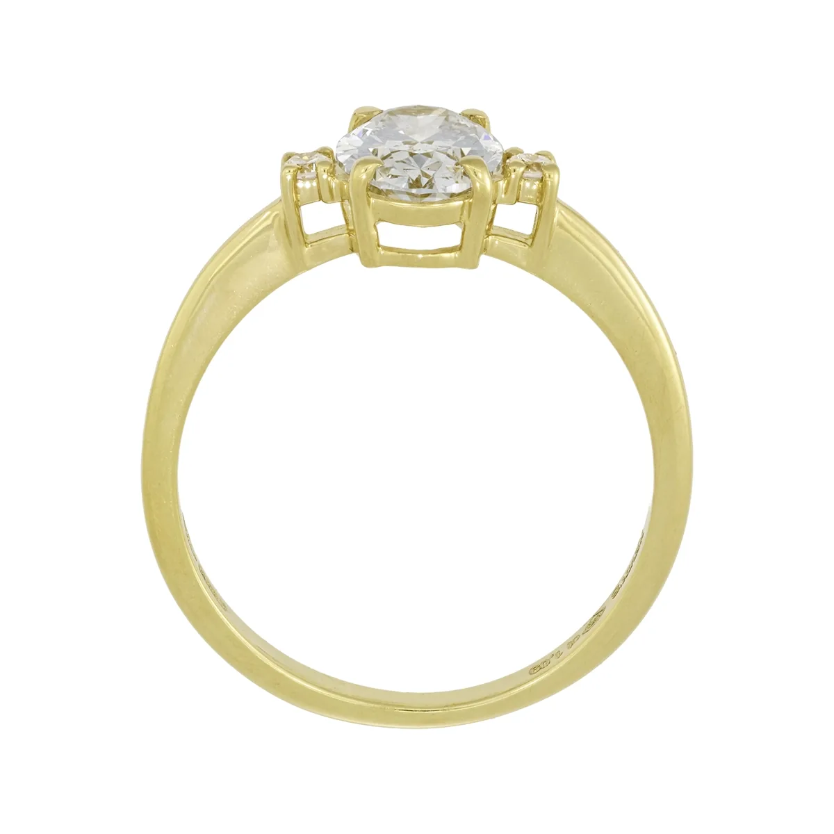 Anillo de compromiso con diamante de laboratorio central óvalo de 1.00ct y decoración en diamantes de laboratorio, oro tono amarillo 18k