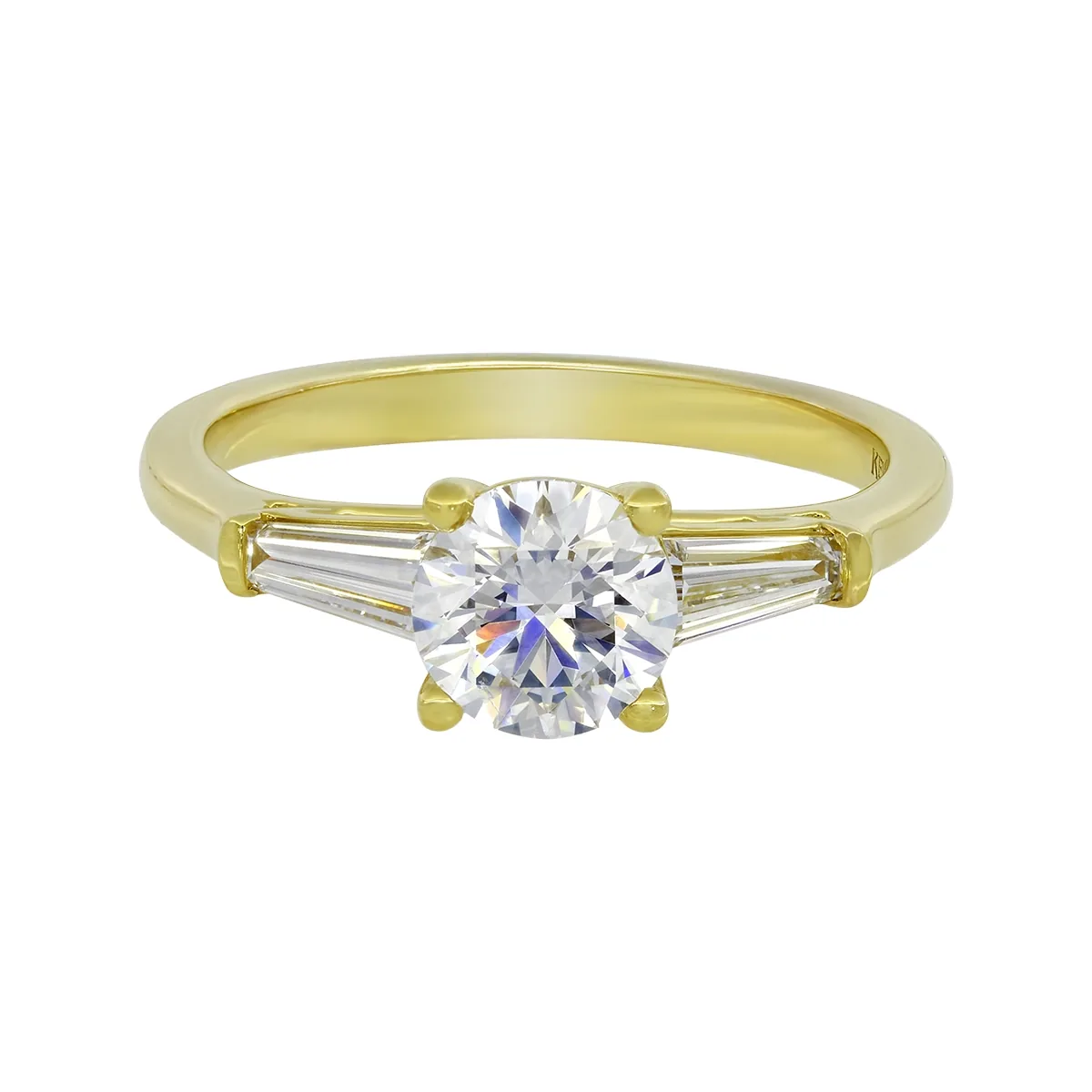 Anillo de compromiso con diamante de laboratorio central redondo IGI de 1.00ct y decoración en diamantes de laboratorio, oro tono amarillo 18k