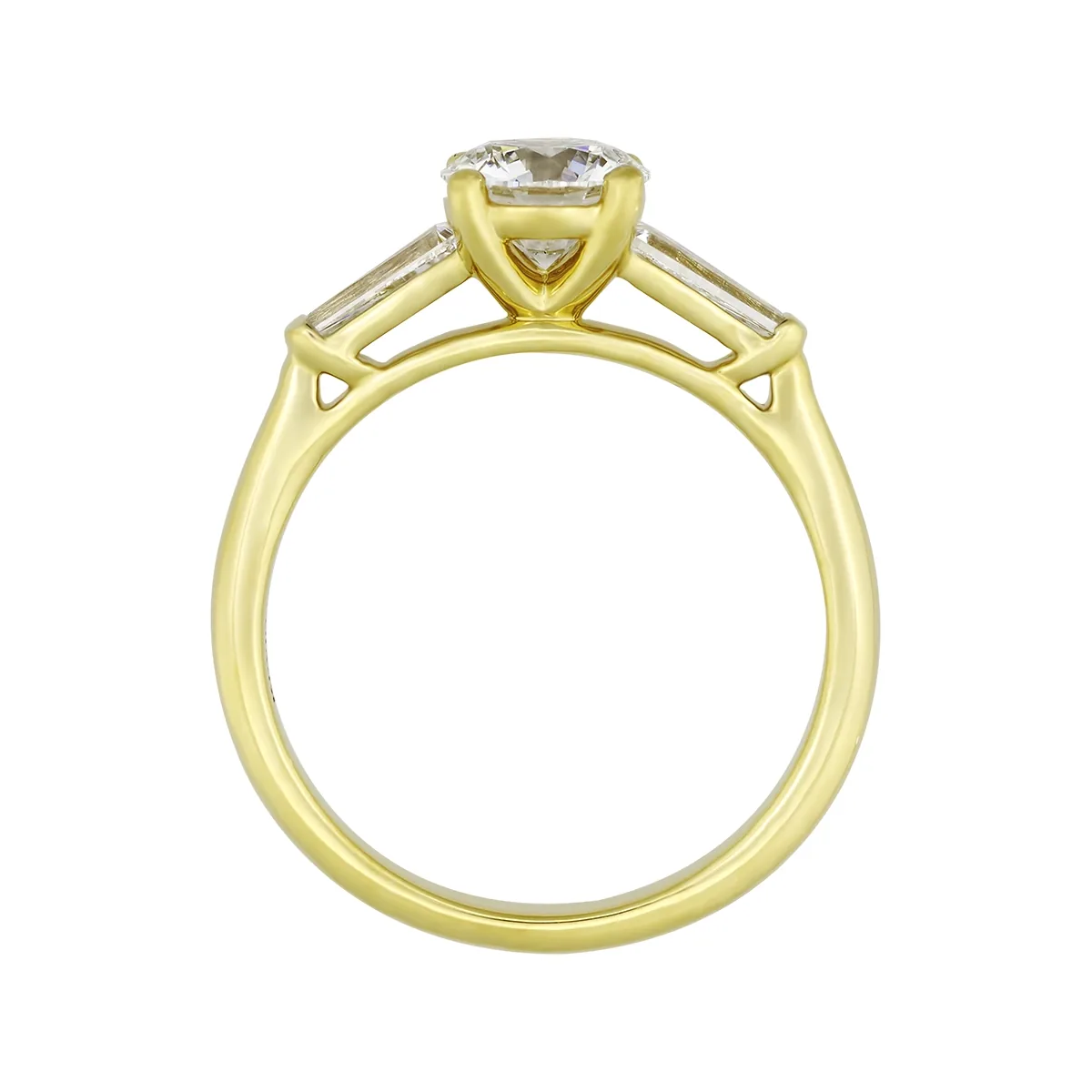 Anillo de compromiso con diamante de laboratorio central redondo IGI de 1.00ct y decoración en diamantes de laboratorio, oro tono amarillo 18k