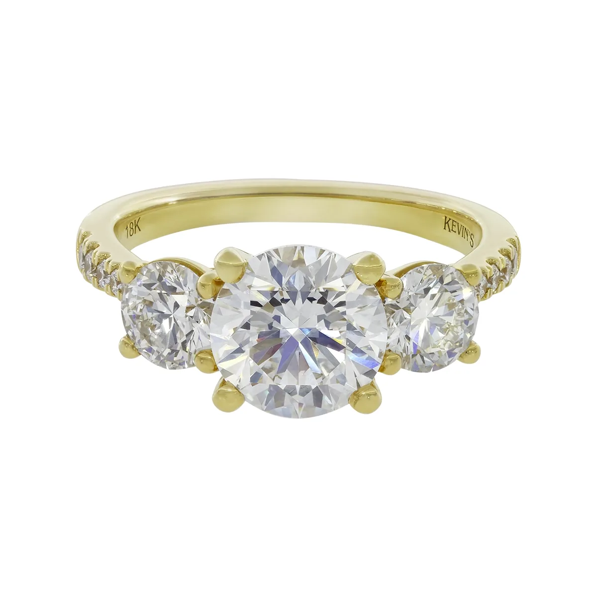Anillo de compromiso con diamante de laboratorio central redondo IGI de 2.00ct y decoración en diamantes de laboratorio, oro tono amarillo 18k