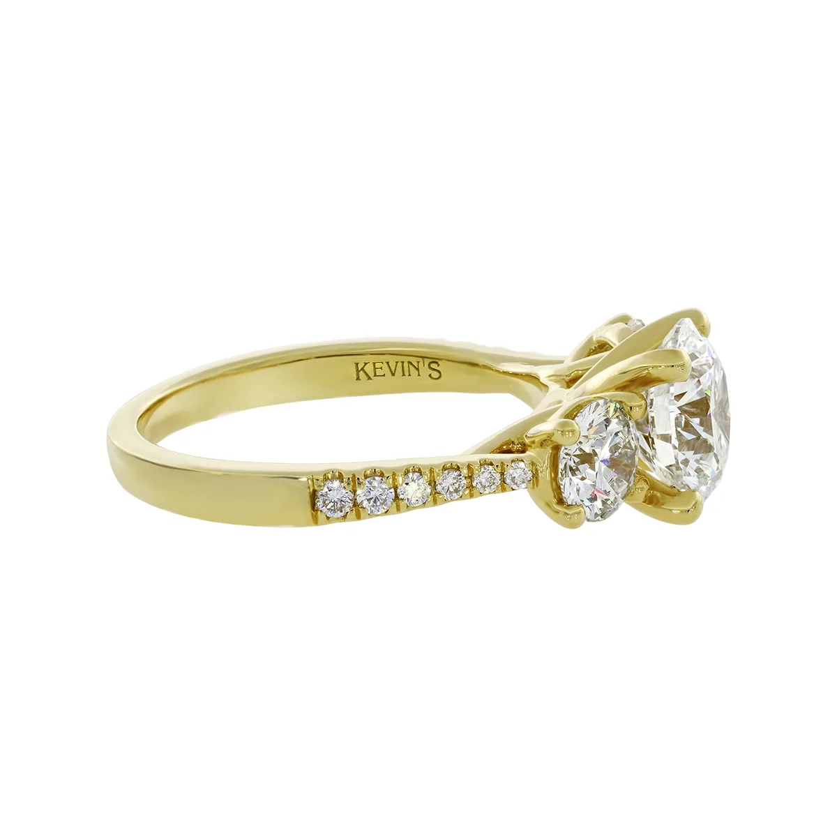 Anillo de compromiso con diamante de laboratorio central redondo IGI de 2.00ct y decoración en diamantes de laboratorio, oro tono amarillo 18k
