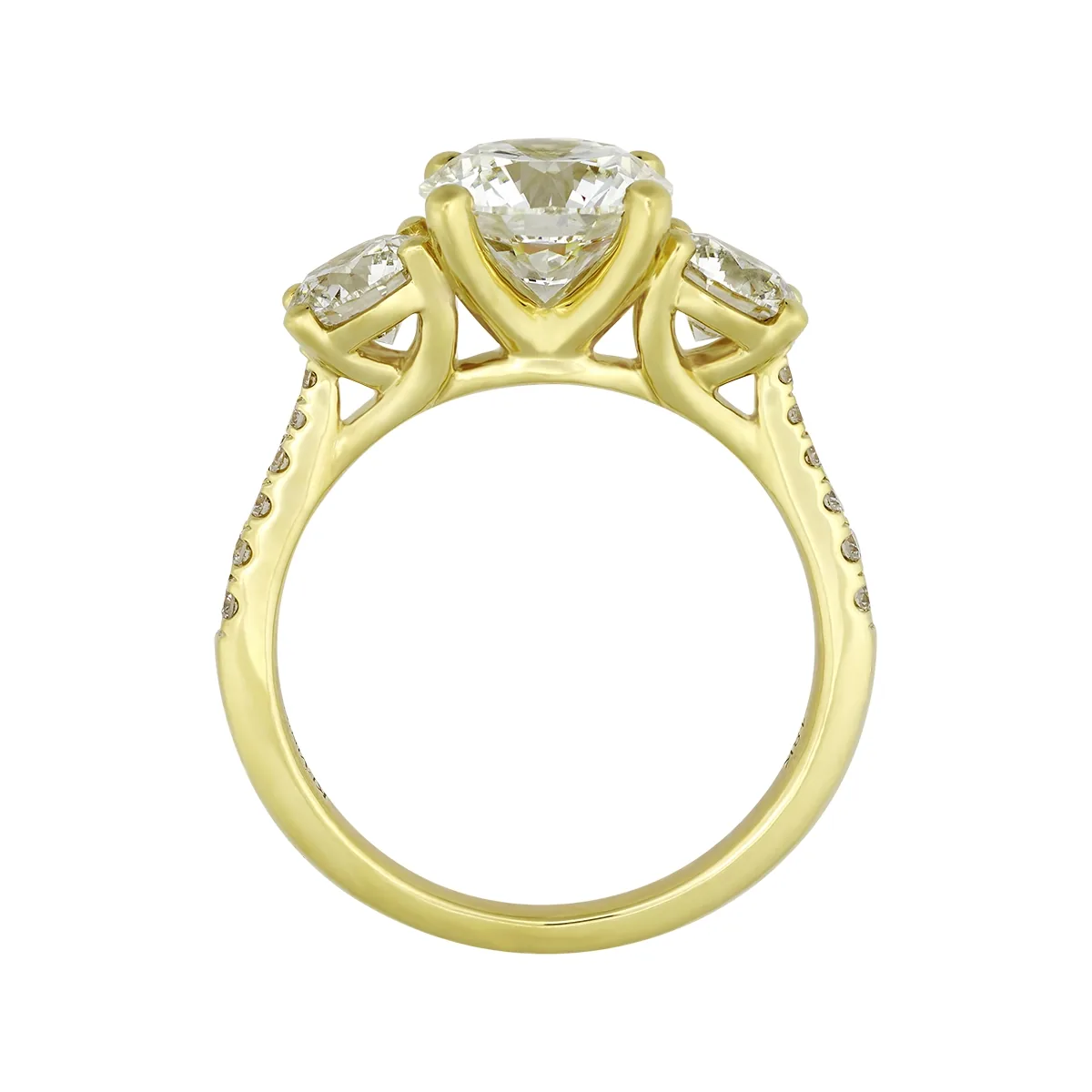 Anillo de compromiso con diamante de laboratorio central redondo IGI de 2.00ct y decoración en diamantes de laboratorio, oro tono amarillo 18k