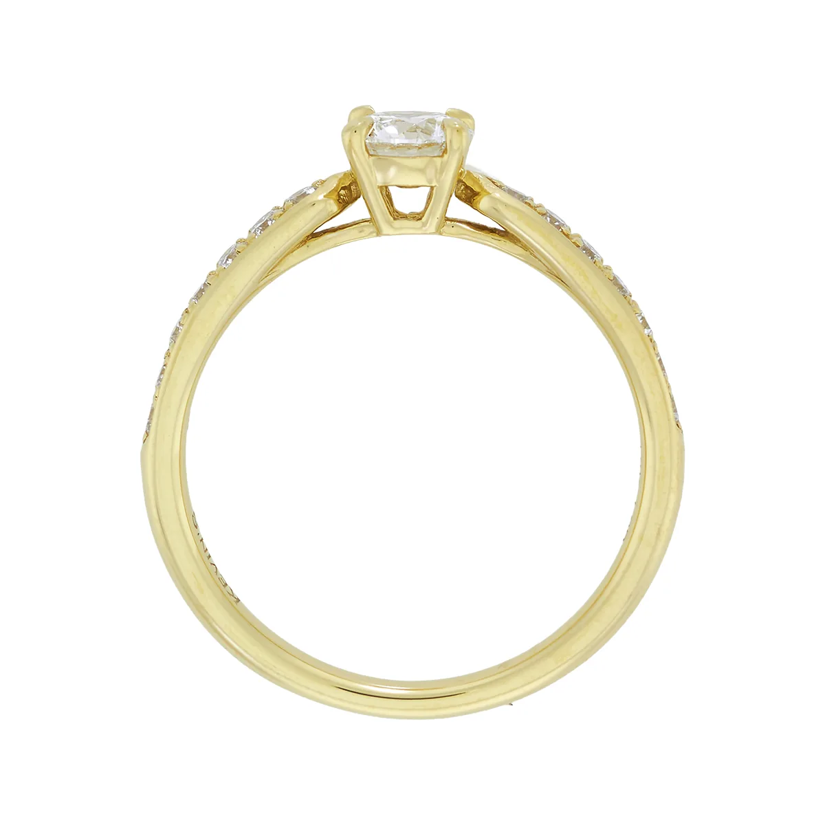 Anillo de compromiso con diamante de laboratorio central redondo de 0.30ct y decoración en diamantes de laboratorio, oro tono amarillo 18k