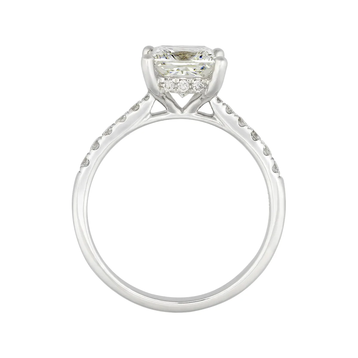 Anillo de compromiso con diamante de laboratorio central princess IGI de 2.00ct y decoración en diamantes de laboratorio, oro tono blanco 18k, rodinado