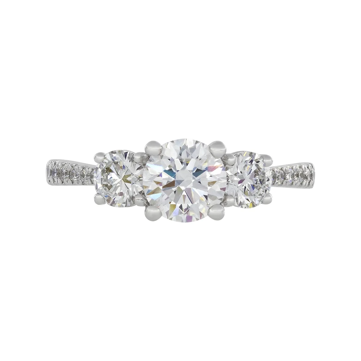 Anillo de compromiso con diamante de laboratorio central redondo IGI de 1.00ct y decoración en diamantes de laboratorio, oro tono blanco 18k, rodinado
