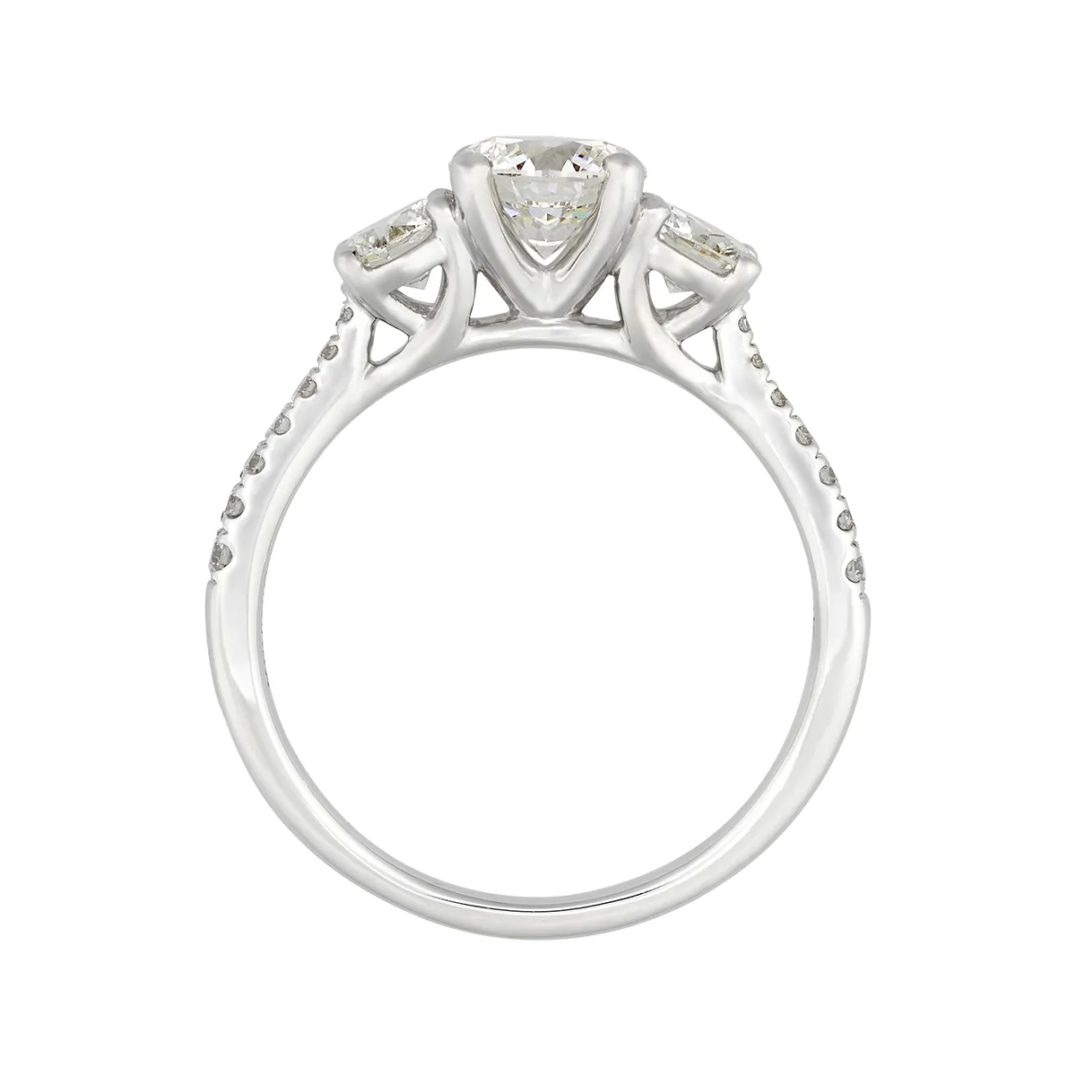 Anillo de compromiso con diamante de laboratorio central redondo IGI de 1.00ct y decoración en diamantes de laboratorio, oro tono blanco 18k, rodinado