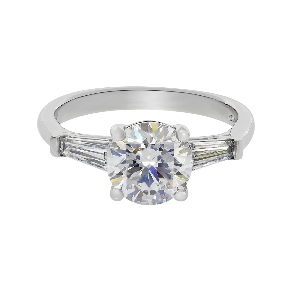 Anillo de compromiso con diamante de laboratorio central redondo IGI de 2.00ct y decoración en diamantes de laboratorio, oro tono blanco 18k, rodinado