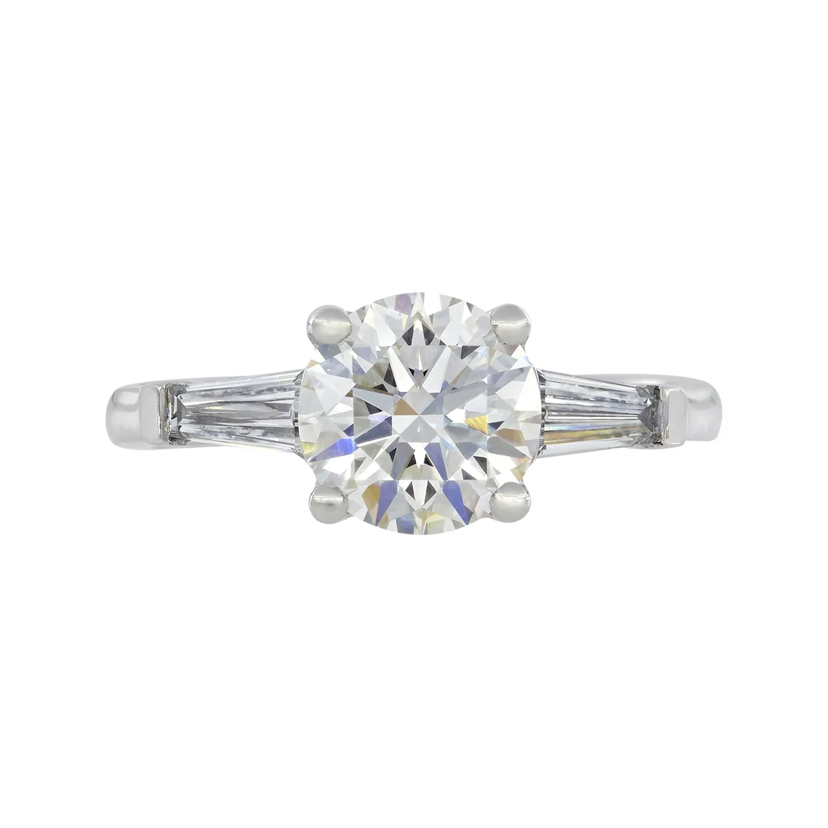 Anillo de compromiso con diamante de laboratorio central redondo IGI de 2.00ct y decoración en diamantes de laboratorio, oro tono blanco 18k, rodinado