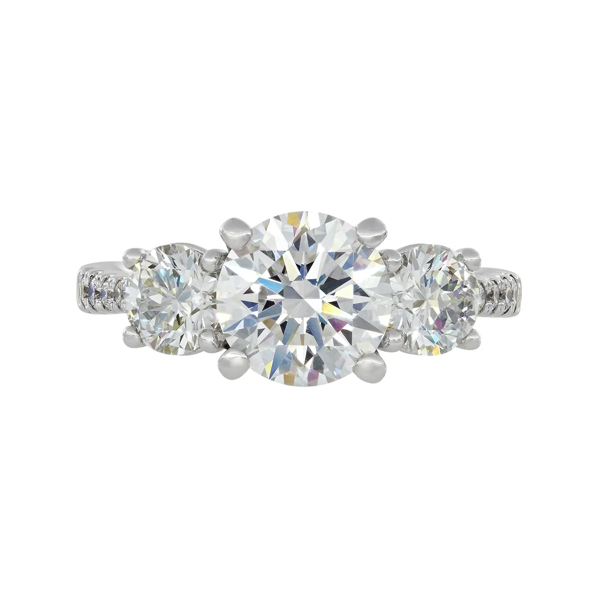 Anillo de compromiso con diamante de laboratorio central redondo IGI de 2.00ct y decoración en diamantes de laboratorio, oro tono blanco 18k, rodinado