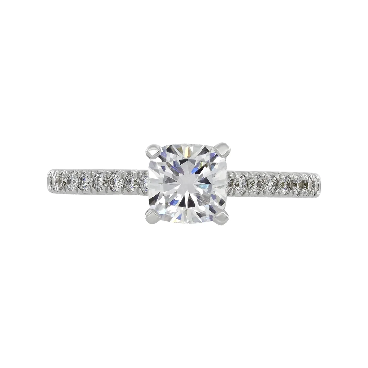 Anillo de compromiso con diamante de laboratorio central princess IGI de 1.00Ct y decoración en diamantes de laboratorio, oro tono blanco 18k, rodinado