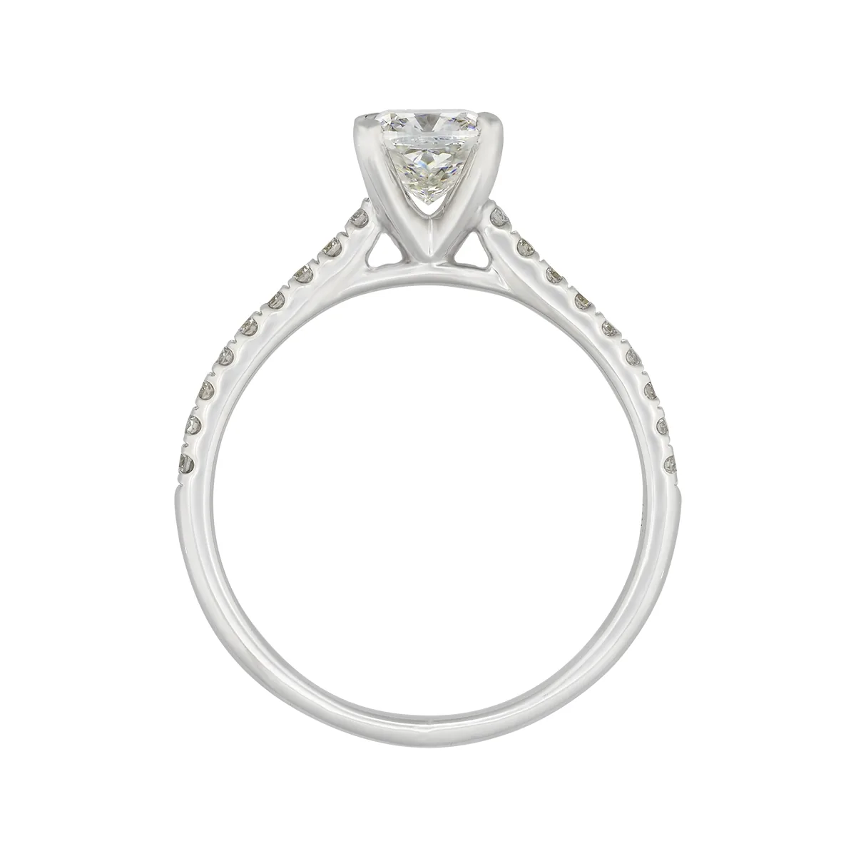 Anillo de compromiso con diamante de laboratorio central princess IGI de 1.00Ct y decoración en diamantes de laboratorio, oro tono blanco 18k, rodinado