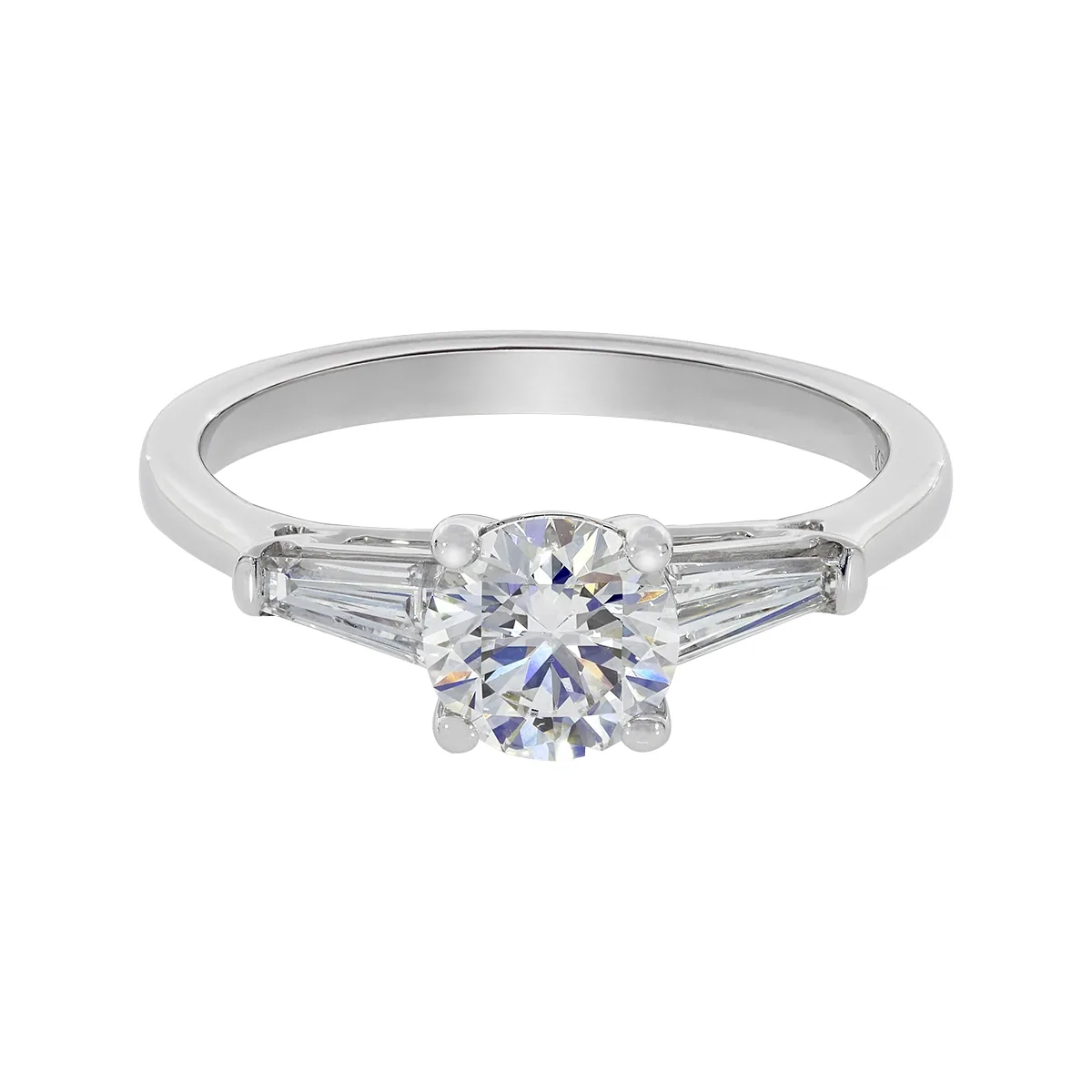 Anillo de compromiso con diamante de laboratorio central redondo IGI de 1.00ct y decoración en diamantes de laboratorio, oro tono blanco 18k, rodinado