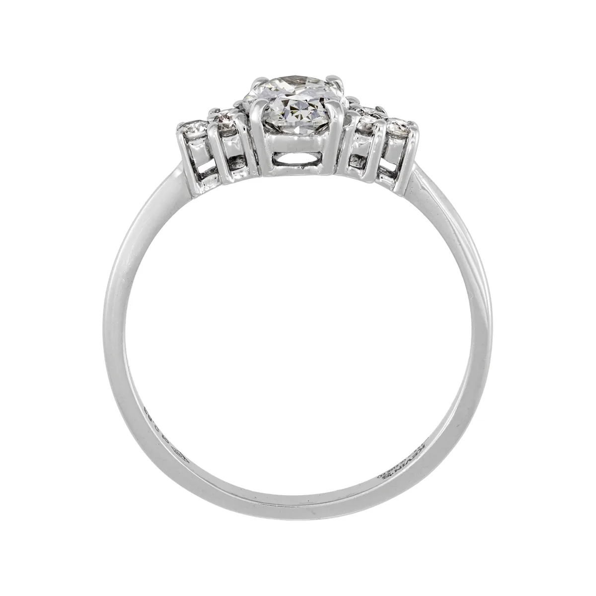 Anillo de compromiso con diamante de laboratorio central óvalo de 0.70ct y decoración en diamantes de laboratorio, oro tono blanco 18k, rodinado