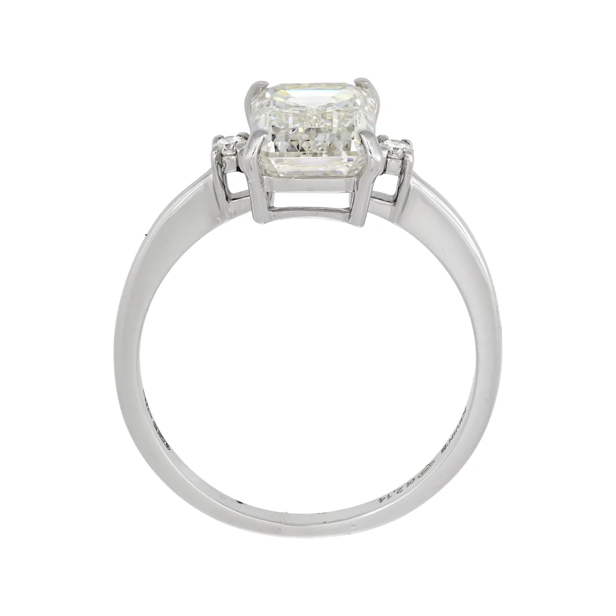 Anillo de compromiso con diamante de laboratorio central corte esmeralda de 2.00ct y decoración en diamantes de laboratorio, oro tono blanco 18k, rodinado