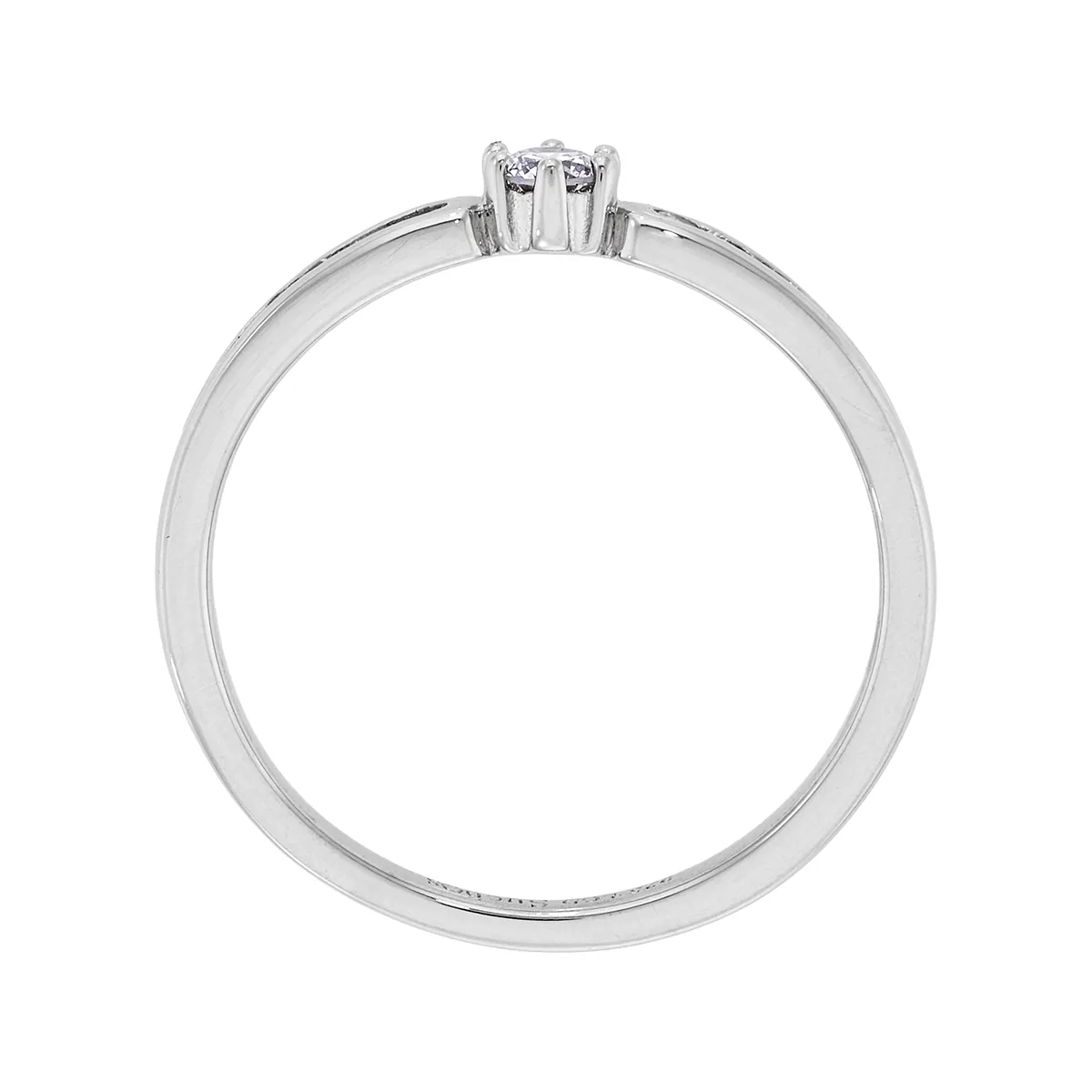 Anillo de compromiso con diamante de laboratorio central redondo de 0.10Ct y decoración en diamantes de laboratorio, en plata ley 925, rodinado - Colección Sueños