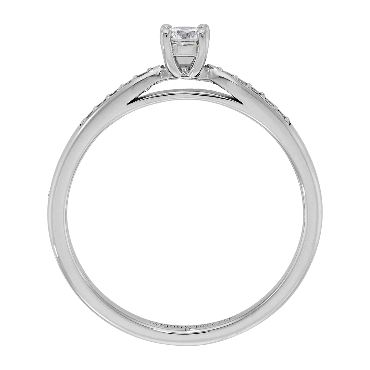 Anillo de compromiso con diamante de laboratorio central redondo de 0.20Ct y decoración en diamantes de laboratorio, en plata ley 925, rodinado - Colección Sueños
