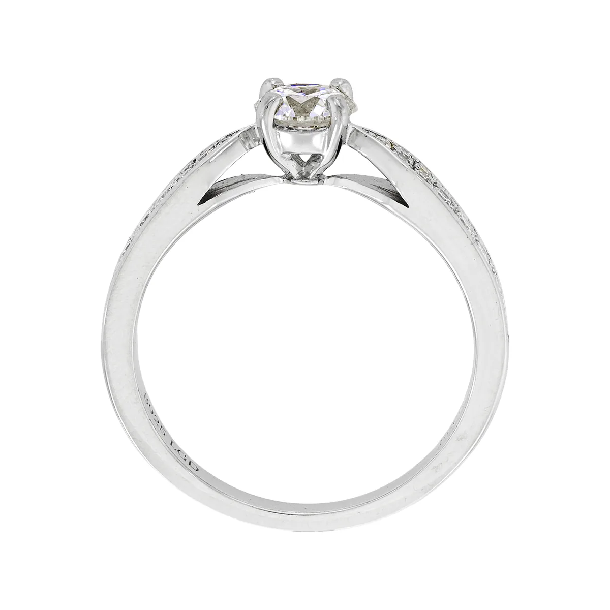 Anillo de compromiso con diamante de laboratorio central redondo de 0.50Ct y decoración en diamantes de laboratorio, en plata ley 925, rodinado - Colección Sueños