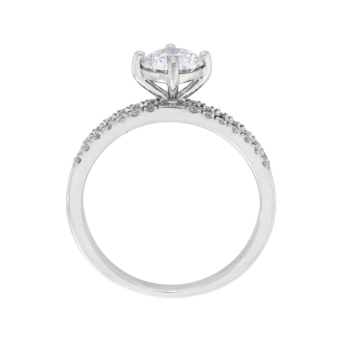 Anillo de compromiso con diamante de laboratorio central redondo de 1.00Ct y decoración en diamantes de laboratorio, en plata ley 925, rodinado - Colección Sueños