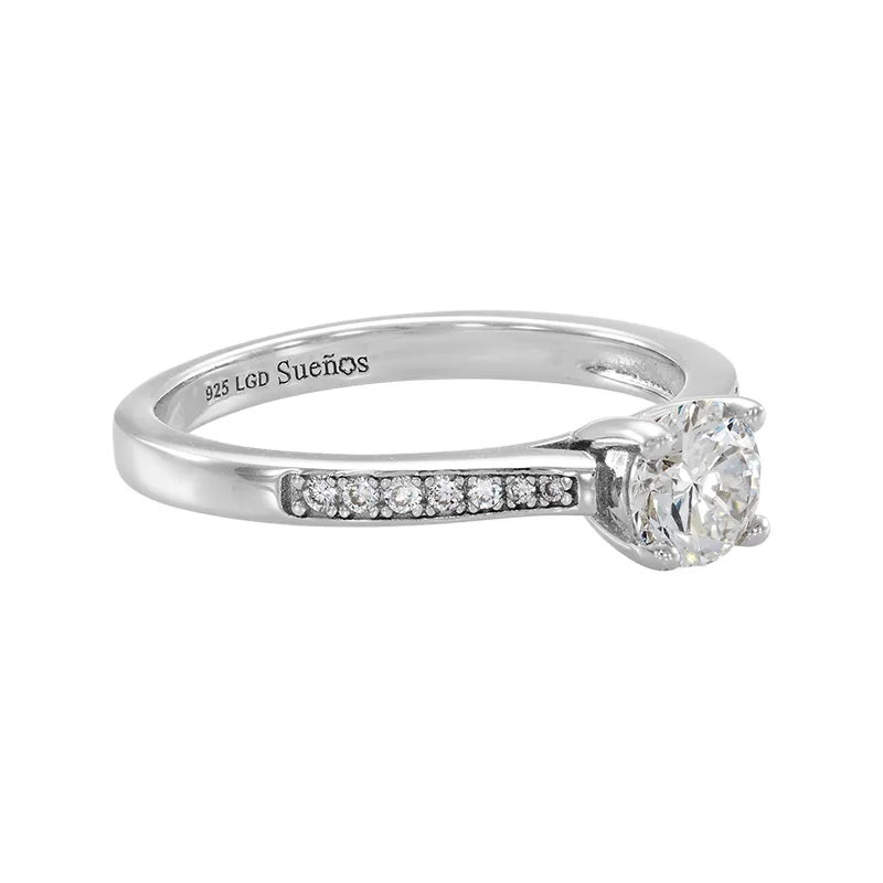 Anillo de compromiso en plata ley 925, rodinado - Colección Sueños