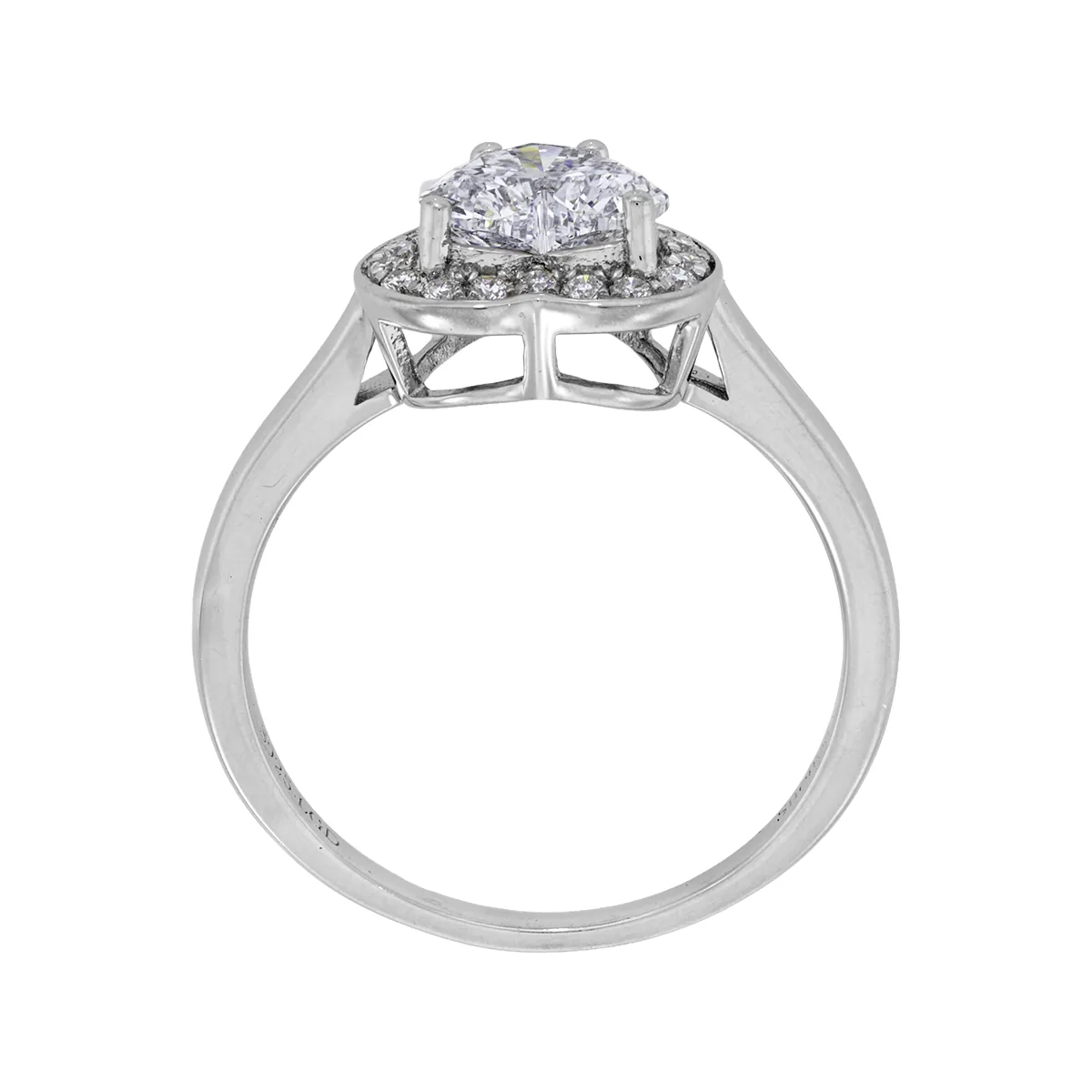 Anillo de compromiso halo corazón, con diamante de laboratorio central corazón de 1.00Ct y decoración en diamantes de laboratorio, en plata ley 925, rodinado - Colección Sueños