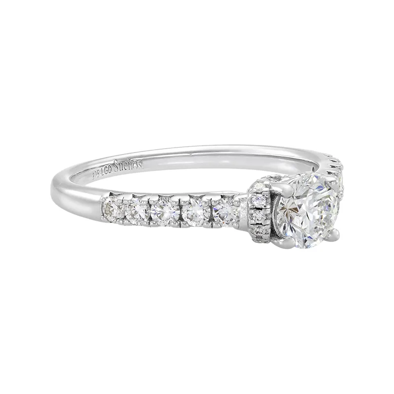 Anillo de compromiso con diamante de laboratorio con un peso total de 0.50Ct, en plata ley 925, rodinado - Colección Sueños