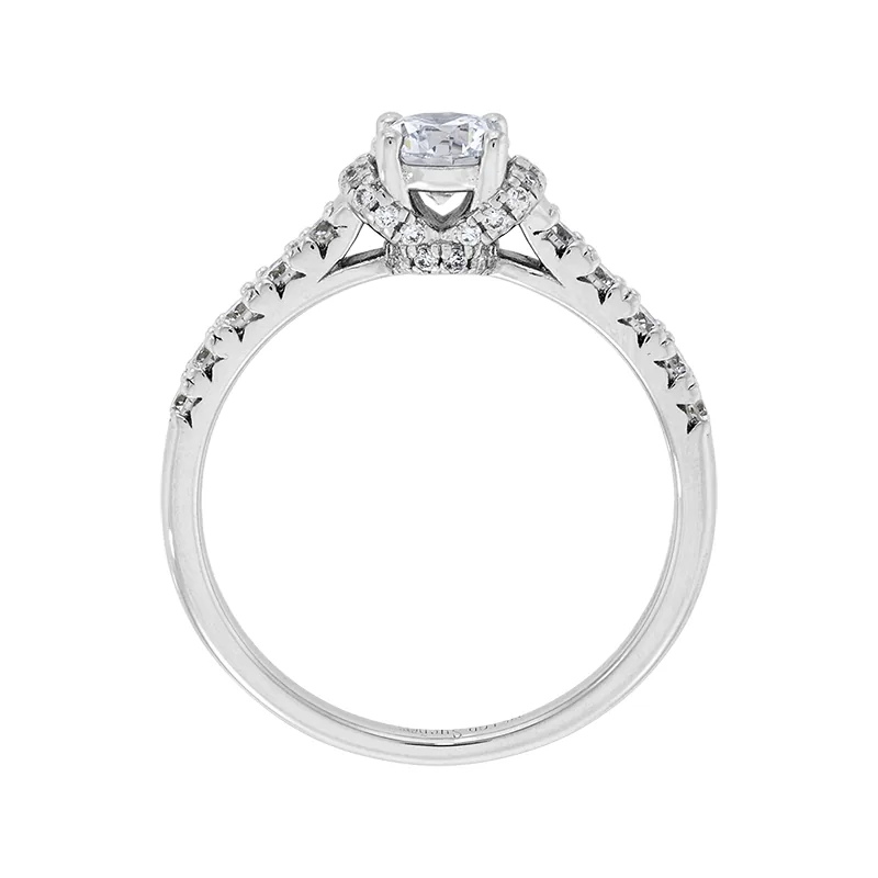 Anillo de compromiso con diamante de laboratorio con un peso total de 0.50Ct, en plata ley 925, rodinado - Colección Sueños