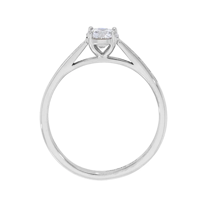 Anillo de compromiso con diamante de laboratorio central redondo y decoración en diamantes de laboratorio, en plata ley 925, rodinado - Colección Sueños
