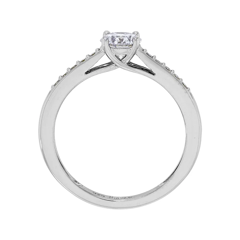 Anillo de compromiso con diamante de laboratorio central redondo, en plata ley 925, rodinado - Colección Sueños
