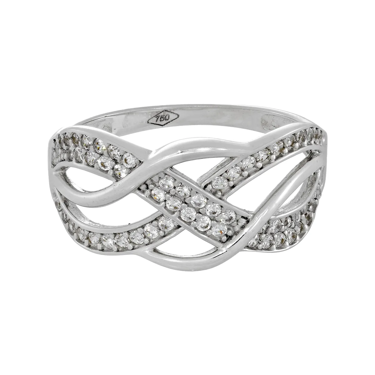 Anillo en oro blanco de 18 Kilates, con zircones